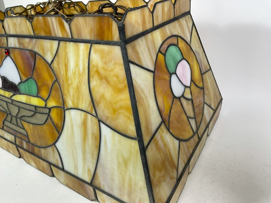 Vintage Swensen's Ice Cream Parlor From Spreckels Building San Diego Stained Glass Hanging Light Fixture (Ice Cream Sundae - See Photos) 30.5W X 16D X 13.5H [Photo 5]