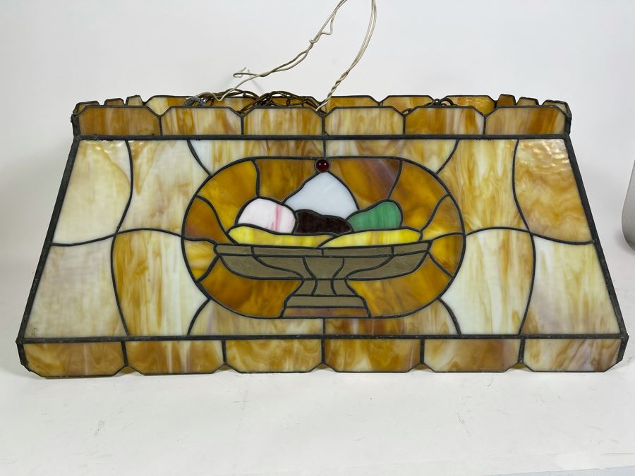 Vintage Swensen's Ice Cream Parlor From Spreckels Building San Diego Stained Glass Hanging Light Fixture (Ice Cream Sundae - See Photos) 30.5W X 16D X 13.5H [Photo 2]