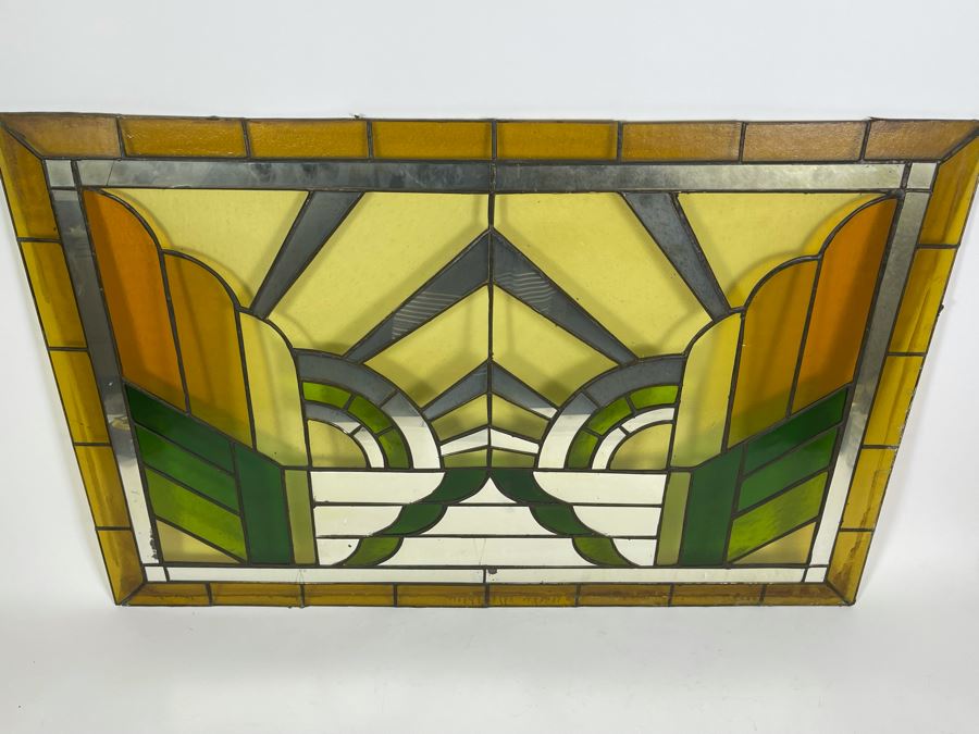 Vintage Stained Glass From Littlefield's Restaurant In The Spreckels Building San Diego 36W X 23.5H (See Photos For Minor Issues) [Photo 6]