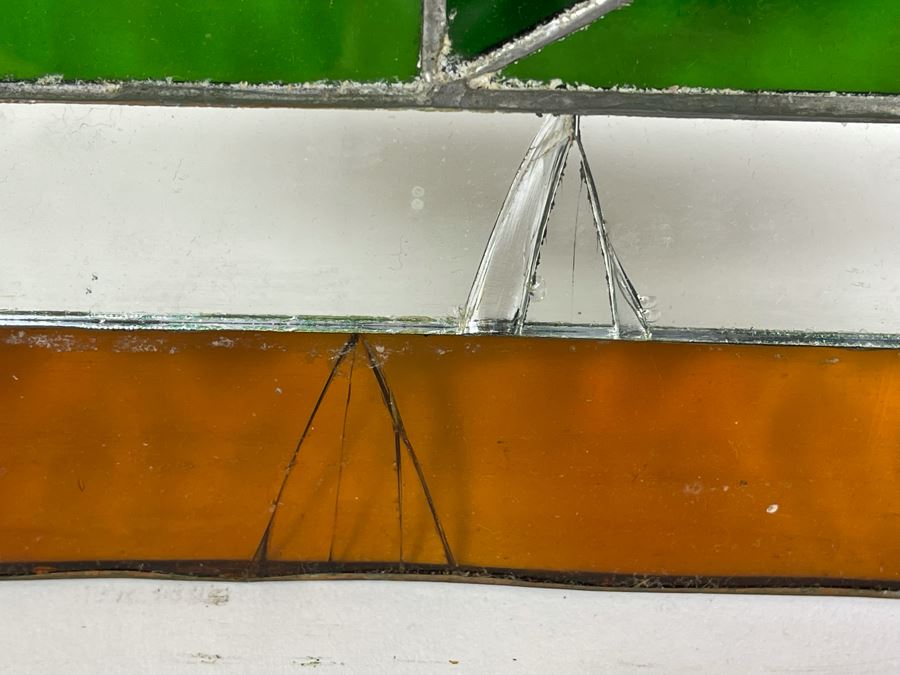 Vintage Stained Glass From Littlefield's Restaurant In The Spreckels Building San Diego 41.5W X 22H (See Photos For Minor Issues) [Photo 6]