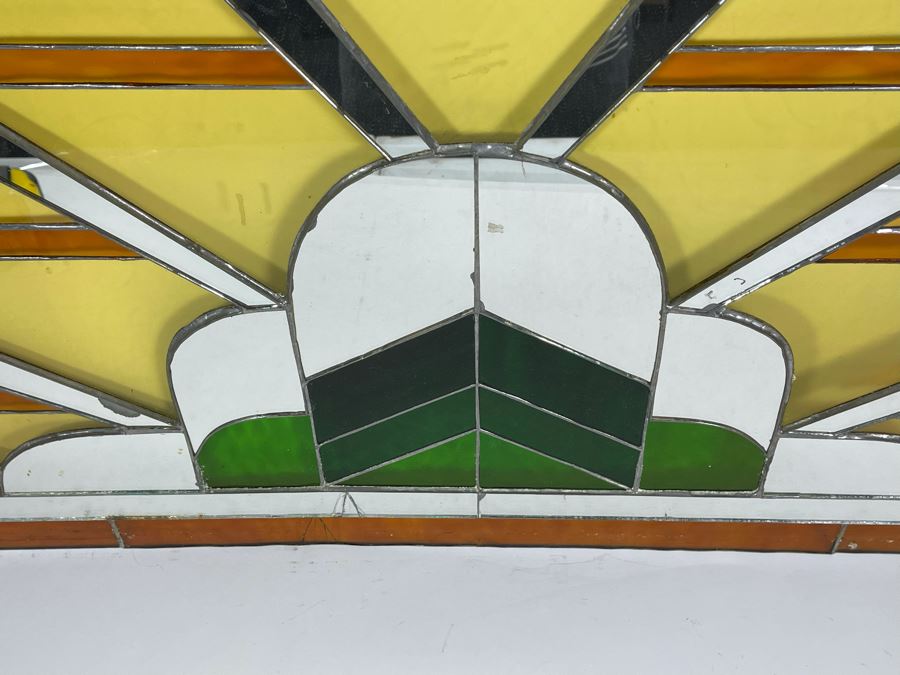 Vintage Stained Glass From Littlefield's Restaurant In The Spreckels Building San Diego 41.5W X 22H (See Photos For Minor Issues) [Photo 5]