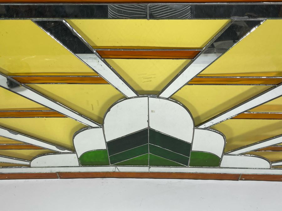 Vintage Stained Glass From Littlefield's Restaurant In The Spreckels Building San Diego 41.5W X 22H (See Photos For Minor Issues) [Photo 4]