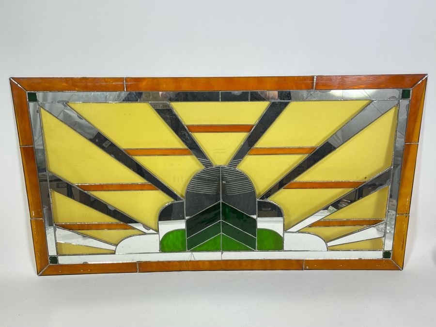 Vintage Stained Glass From Littlefield's Restaurant In The Spreckels Building San Diego 41.5W X 22H (See Photos For Minor Issues) [Photo 3]