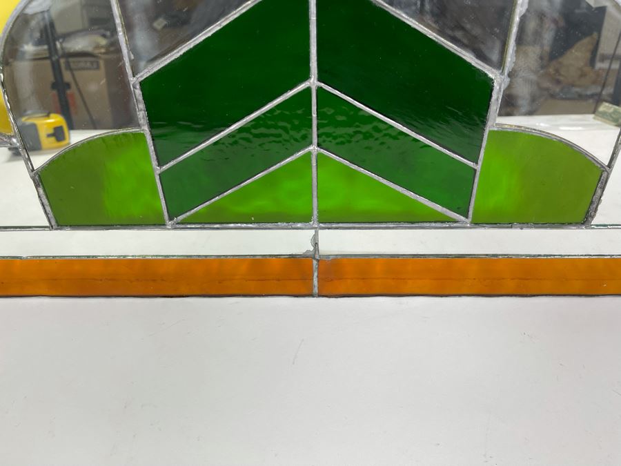 Vintage Stained Glass From Littlefield's Restaurant In The Spreckels Building San Diego 55W X 22H (See Photos For Minor Issues) [Photo 4]