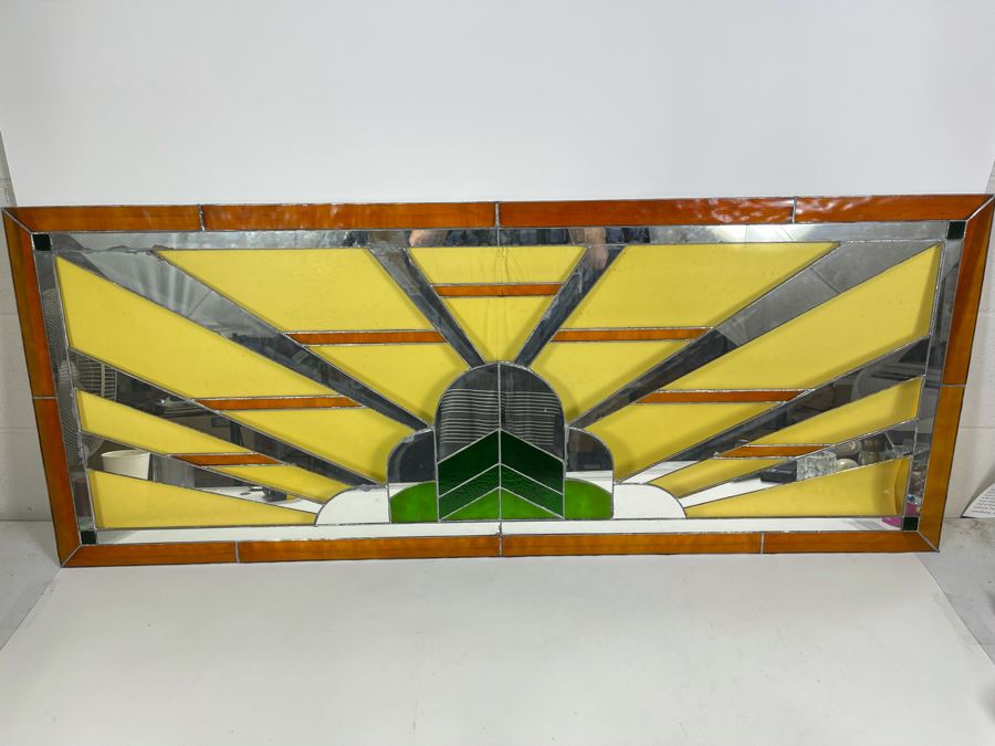 Vintage Stained Glass From Littlefield's Restaurant In The Spreckels Building San Diego 55W X 22H (See Photos For Minor Issues) [Photo 2]