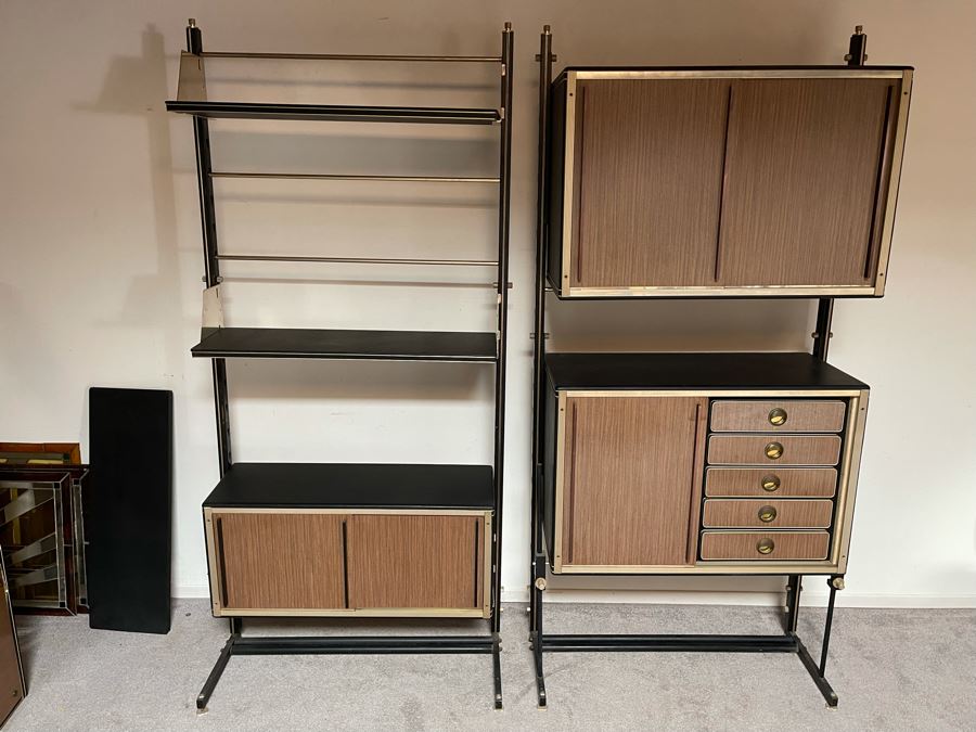 Pair Of Vintage Modular Cabinets (Matches Black Executive Desk) 40W X 16D X 81H [Photo 1]