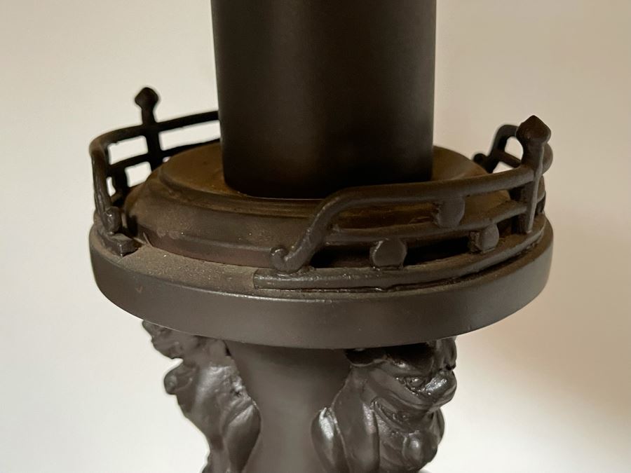 Vintage Impressive Japanese Champleve Bronze Torchiere Floor Lamp Featuring Elephants And Foo Dogs 68H X 24R (Needs Rewiring) - See Photos [Photo 19]