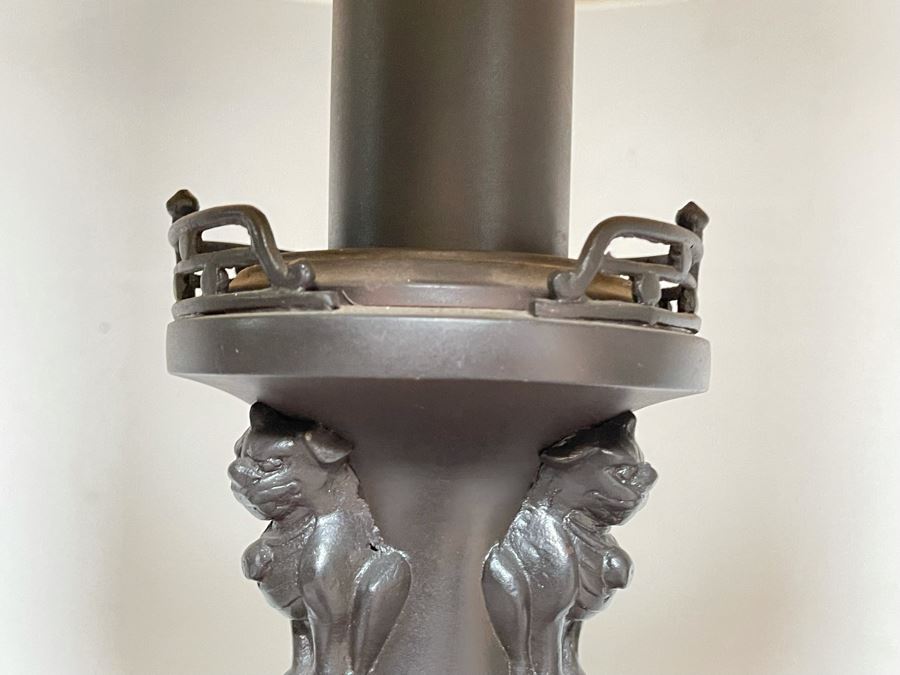 Vintage Impressive Japanese Champleve Bronze Torchiere Floor Lamp Featuring Elephants And Foo Dogs 68H X 24R (Needs Rewiring) - See Photos [Photo 17]