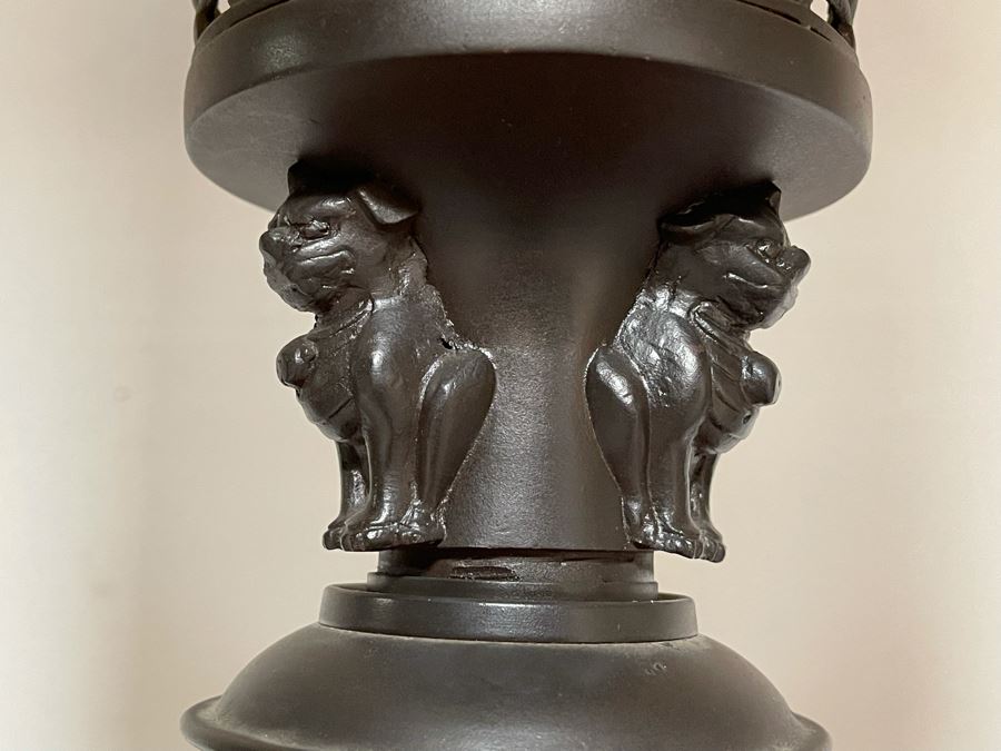 Vintage Impressive Japanese Champleve Bronze Torchiere Floor Lamp Featuring Elephants And Foo Dogs 68H X 24R (Needs Rewiring) - See Photos [Photo 16]