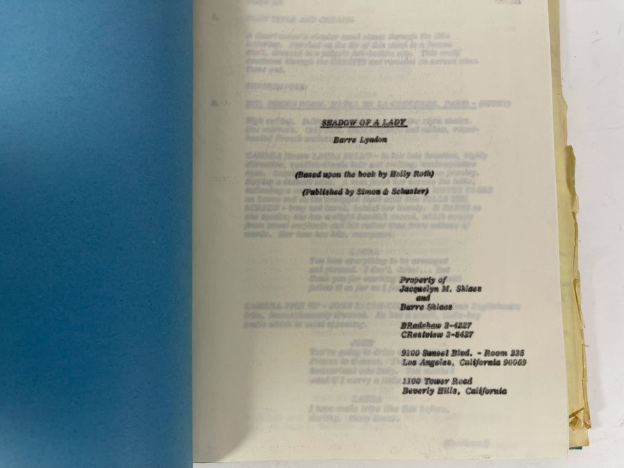 Three Scripts Of Shadow Of A Lady By Barre Lyndon Based On Book By Holly Roth [Photo 7]