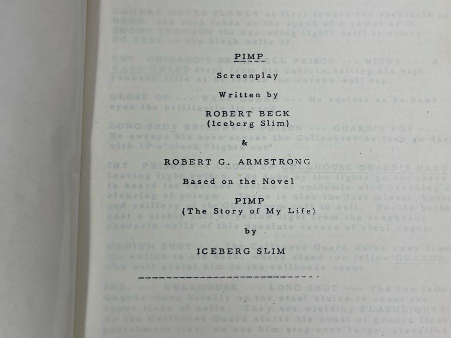 PIMP Screenplay Script Written By Robert Beck (Iceberg Slim) & Robert G. Armstrong [Photo 3]