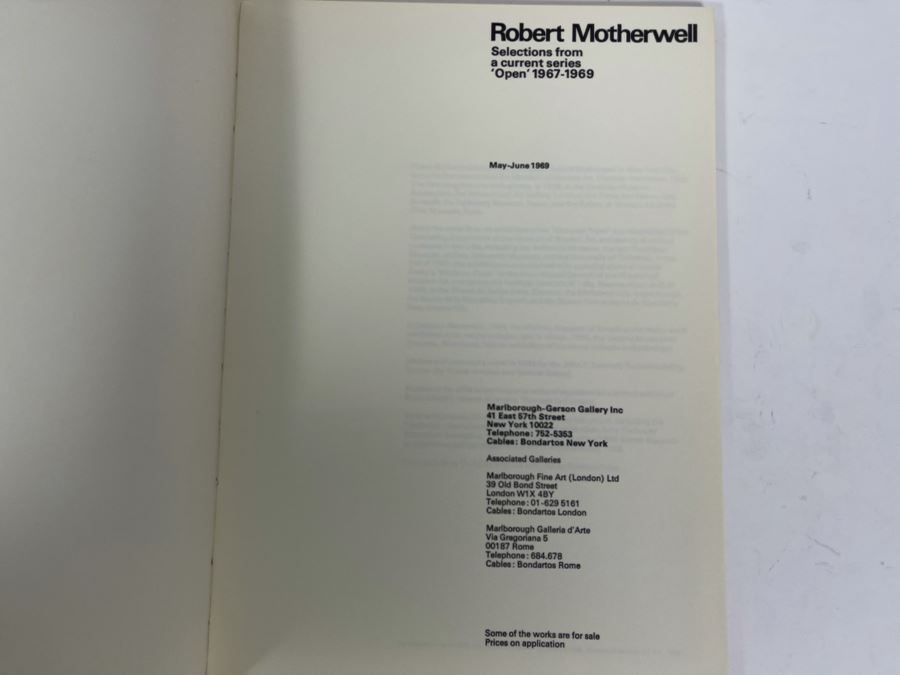 Robert Motherwell 'Open' Series 1967-1969 Arist Book Marlborough New York [Photo 2]