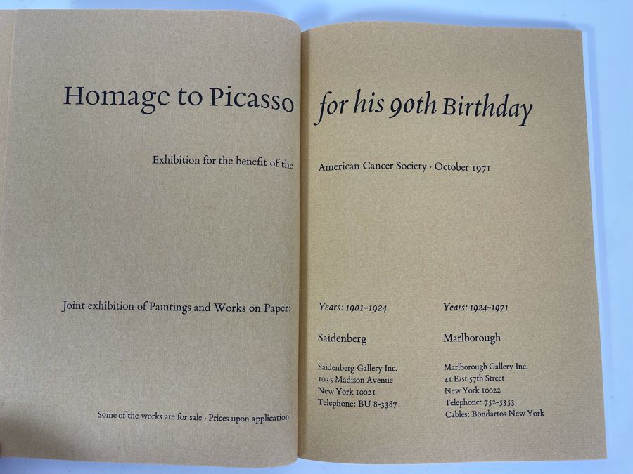 Homage To Picasso For His 90th Birthday 1971 Exhibition Book Benefiting American Cancer Society [Photo 2]