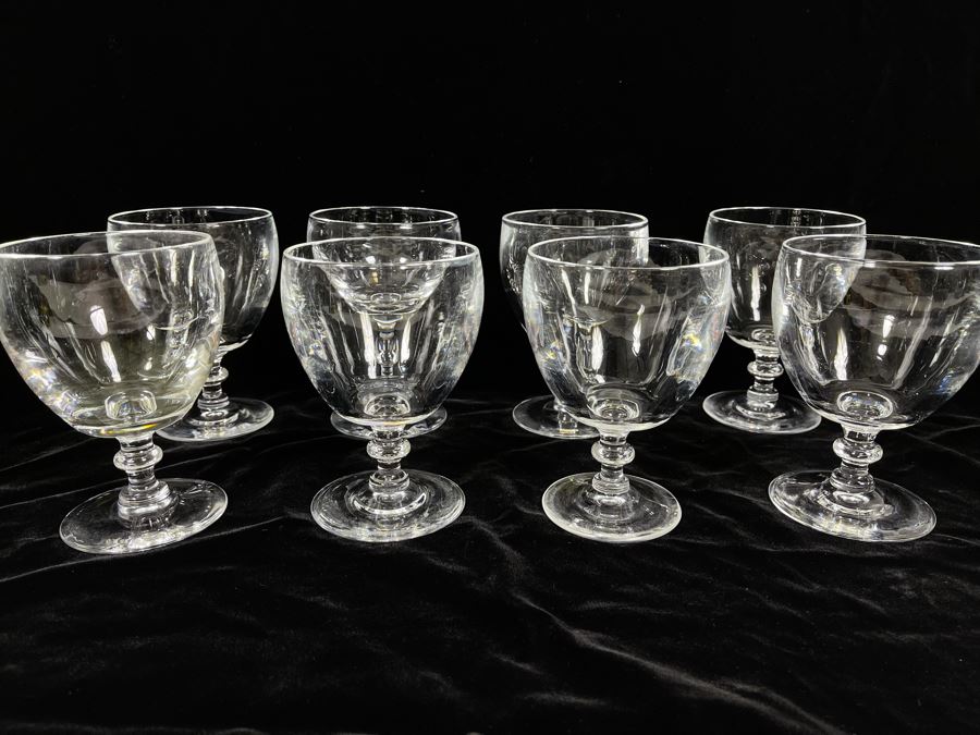 Eight Steuben Glass Water Goblets Stemware 5.25H 6268 Retails $879