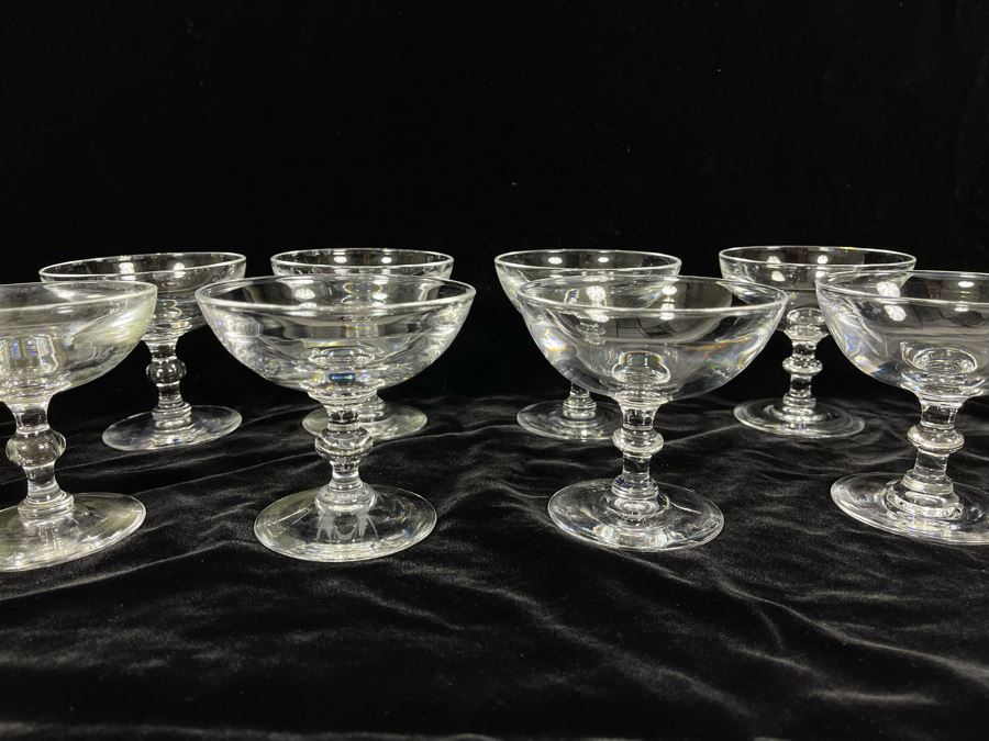 Eight Steuben Glass Champagne / Tall Sherbert Glasses Stemware 3 3/4 6268