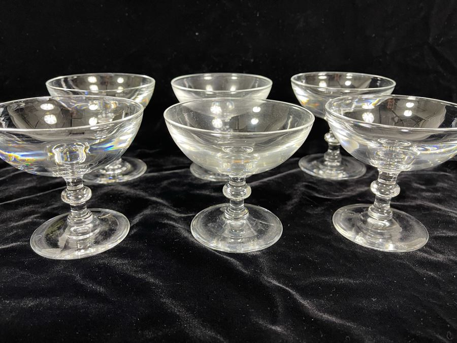 Six Steuben Glass Champagne / Tall Sherbert Glasses Stemware 3 3/4 6268