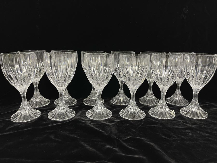 Twelve Baccarat Style Wine Glasses (Believed To Be Mikasa Park Lane) 6 3/8H [Photo 1]
