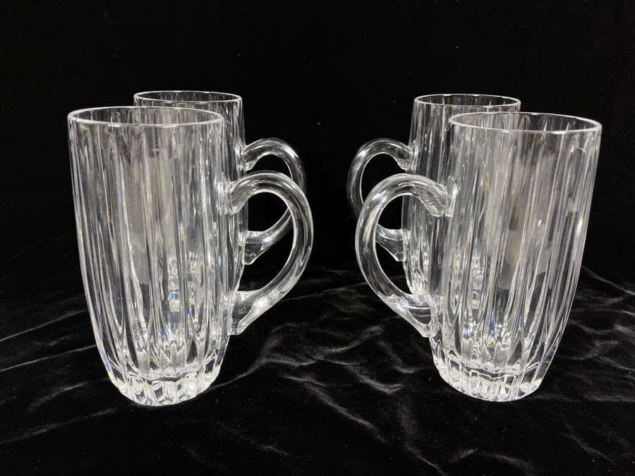 Four Baccarat Style Beer Stein Glasses (Believed To Be Mikasa Park Lane) 7H