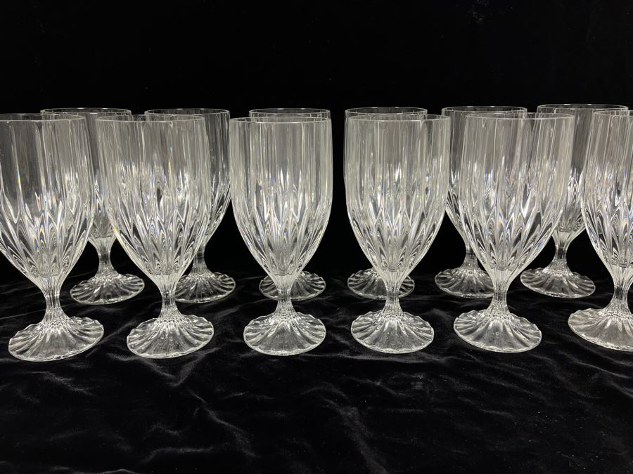 Twelve Baccarat Style Ice Tea Glasses (Believed To Be Mikasa Park Lane) 7 1/4H [Photo 1]