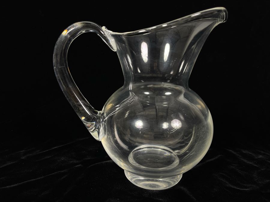 Steuben Glass Footed Pitcher 8 3/4H (Slight Chip On Base - See Photos) [Photo 1]