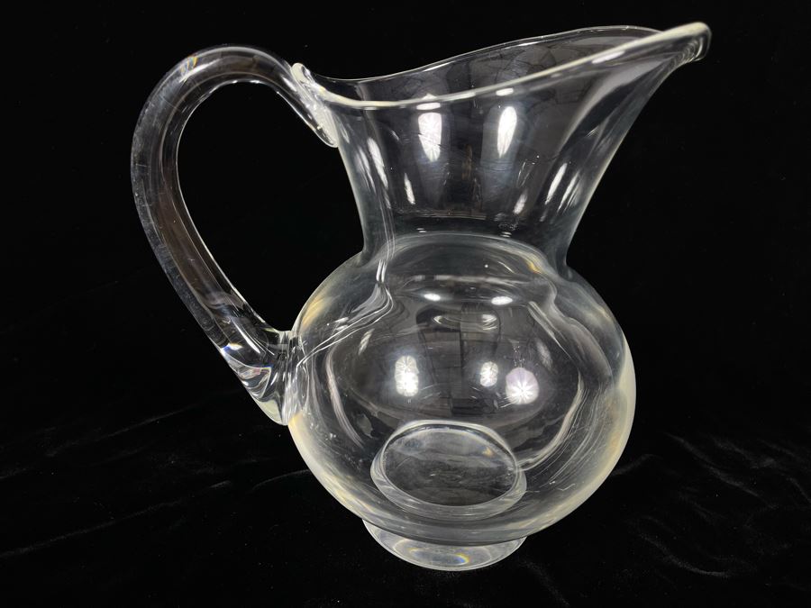 Steuben Glass Footed Pitcher 8 3/4H (Slight Chip On Base - See Photos) [Photo 2]