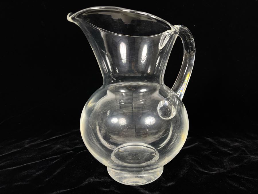 Steuben Glass Footed Pitcher 8 3/4H (Slight Chip On Base - See Photos) [Photo 8]
