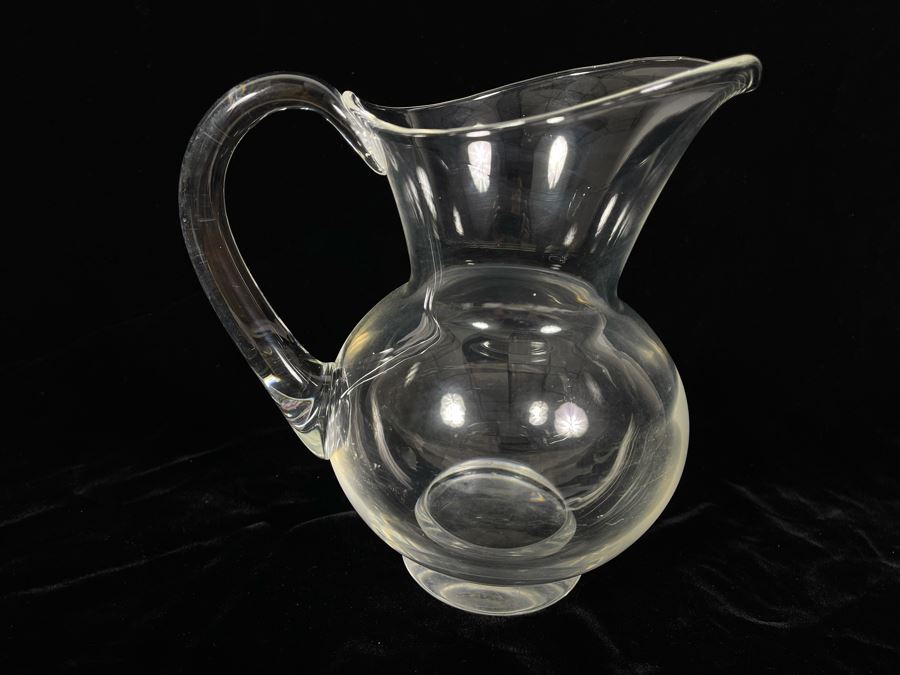 Steuben Glass Footed Pitcher 8 3/4H (Slight Chip On Base - See Photos) [Photo 3]
