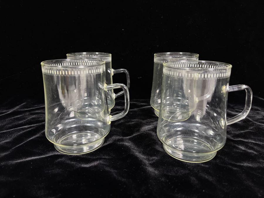 Set Of For Schott & Gen Mainz Jena Glas Glass Handle Cups 3 3/4H [Photo 1]