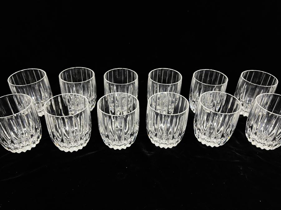 Twelve Baccarat Style Double Old Fashioned Glasses (Believed To Be Mikasa Park Lane) 3 7/8H [Photo 4]
