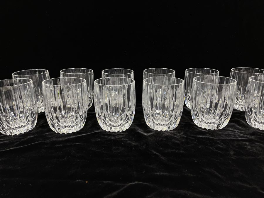 Twelve Baccarat Style Double Old Fashioned Glasses (Believed To Be Mikasa Park Lane) 3 7/8H [Photo 1]