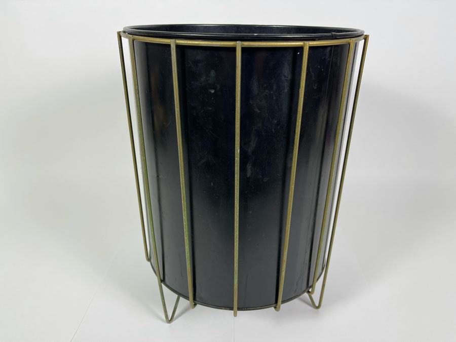 JUST ADDED - Mid-Century Modern Metal Wastebasket 15H X 11W [Photo 2]