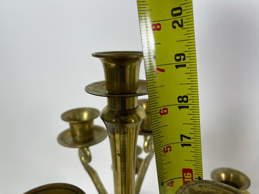 JUST ADDED - Pair Of Vintage Brass Candelabras Arms Hinged Collapsible 18W X 19.5H [Photo 4]