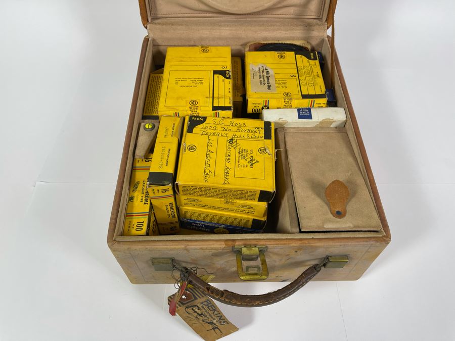 JUST ADDED - Vintage Camera Film Case 11W X 13D X 7H Filled With Old Motion Picture Mystery Film (Some Of The Film Is Damaged)