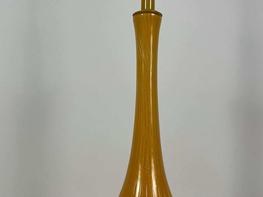 JUST ADDED - Vintage Orange Murano Glass Table Lamp With Matching Murano Glass Finial Needs Rewiring 45H [Photo 11]