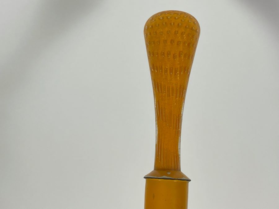 JUST ADDED - Vintage Orange Murano Glass Table Lamp With Matching Murano Glass Finial Needs Rewiring 45H [Photo 13]