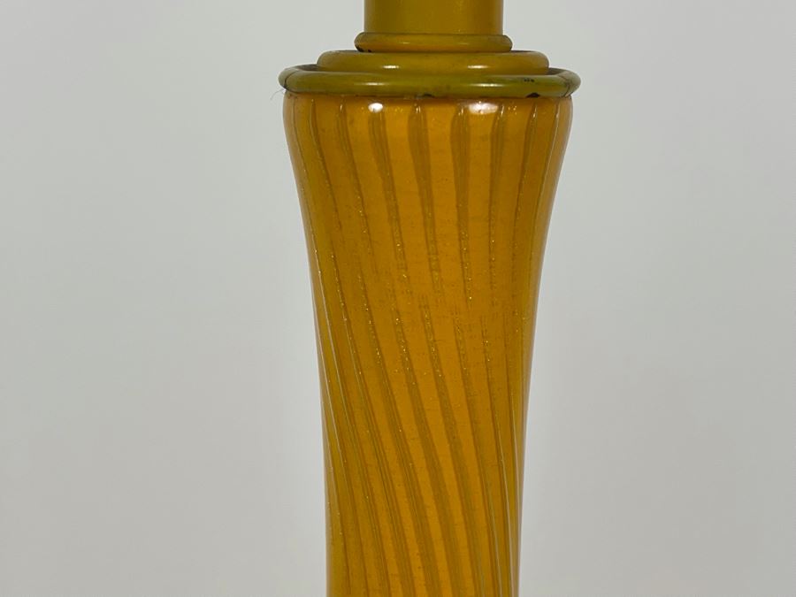 JUST ADDED - Vintage Orange Murano Glass Table Lamp With Matching Murano Glass Finial Needs Rewiring 45H [Photo 9]
