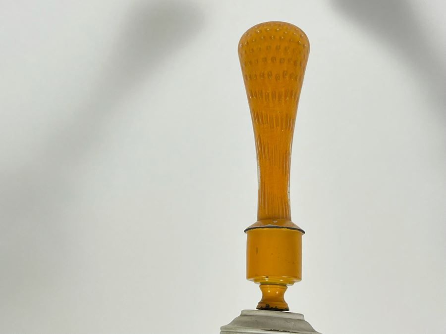 JUST ADDED - Vintage Orange Murano Glass Table Lamp With Matching Murano Glass Finial Needs Rewiring 45H [Photo 12]