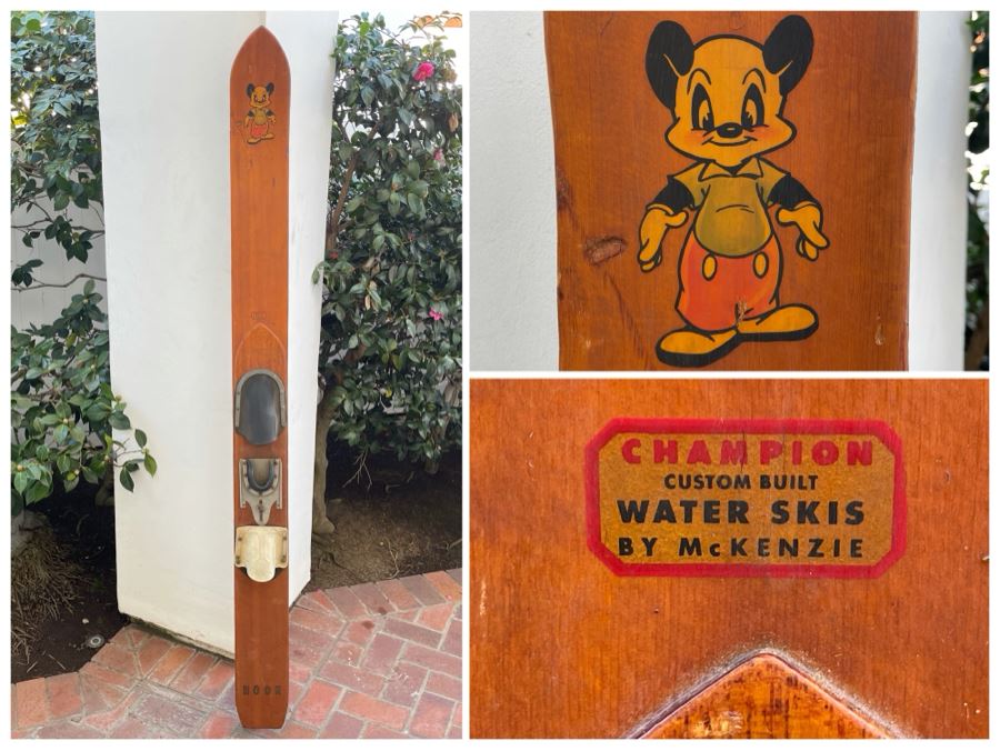 Vintage Wooden Mono Water Ski Champion Custom Built Water Skis Hook By McKenzie 6’L [Photo 1]