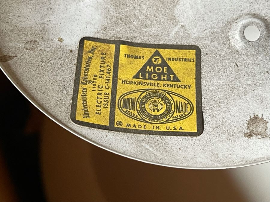 JUST ADDED - Set Of Three Mid-Century Modern White Glass Globe Pendant Light Fixtures 7.5R & 9R [Photo 11]