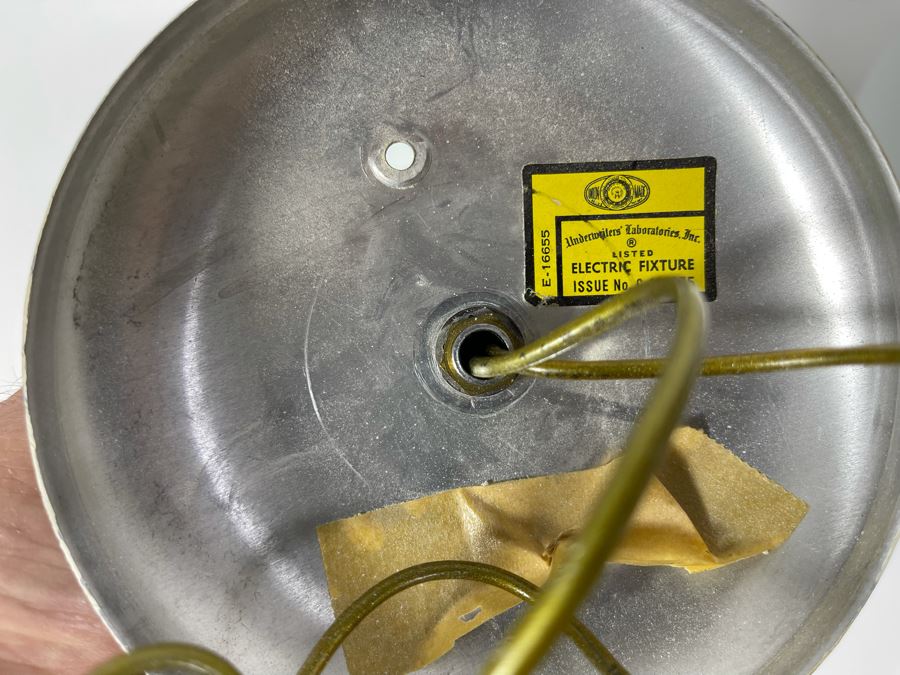 JUST ADDED - Set Of Three Mid-Century Modern White Glass Globe Pendant Light Fixtures 7.5R & 9R [Photo 9]