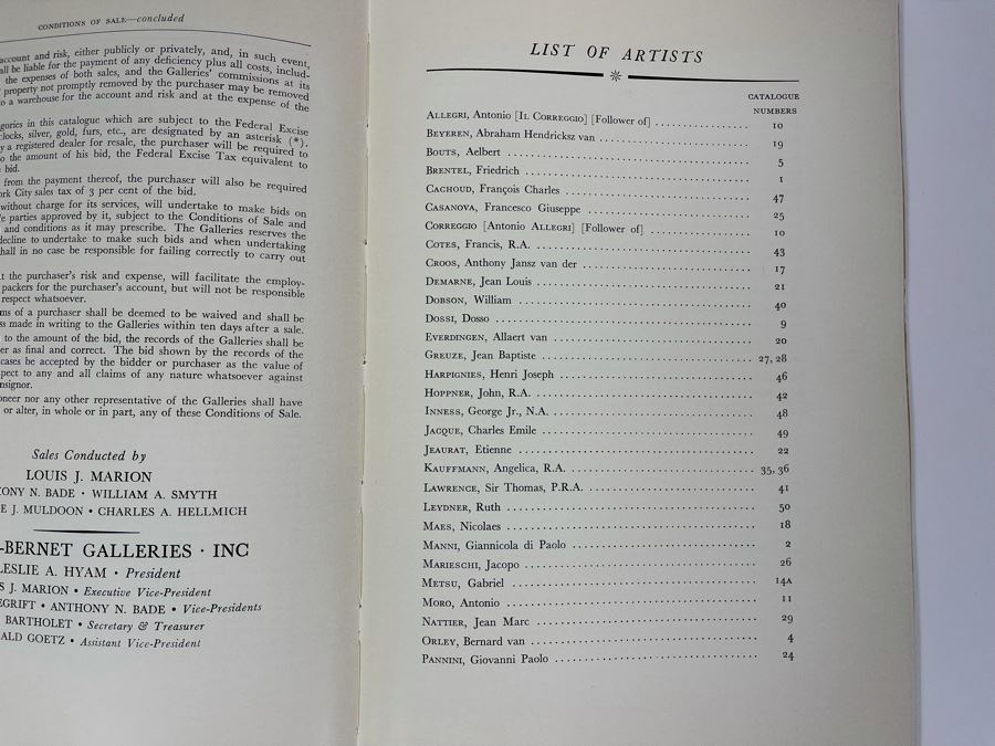 JUST ADDED - Vintage 1960 Parke-Bernet Galleries Auction Catalog Featuring Artwork From Lillian S. Timken (Of Timken Museum Of Art Balboa Park) Items Priced 980 Madison Avenue New York [Photo 5]