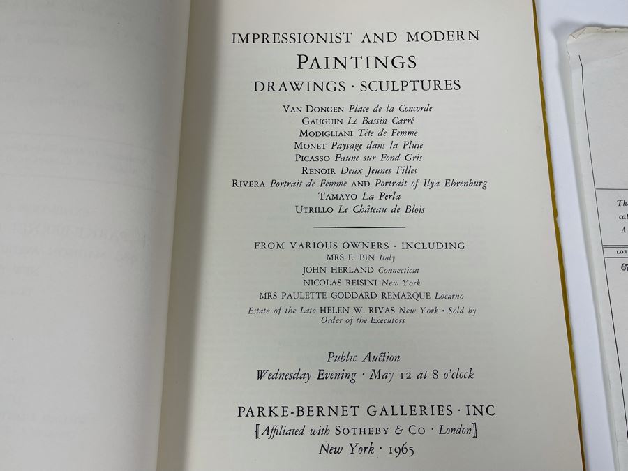 JUST ADDED - Vintage 1965 Parke-Bernet Galleries Auction Catalog Featuring Client's Consignment Paperwork Contract Of An Alexander Calder Black, Red And White Kinetic Mobile That She Sold In Auction [Photo 6]