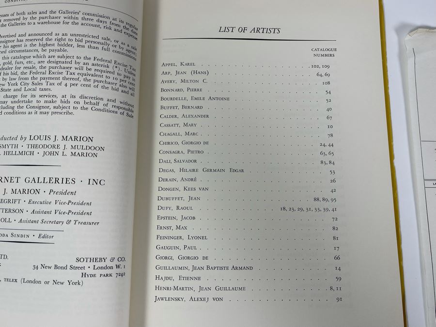 JUST ADDED - Vintage 1965 Parke-Bernet Galleries Auction Catalog Featuring Client's Consignment Paperwork Contract Of An Alexander Calder Black, Red And White Kinetic Mobile That She Sold In Auction [Photo 7]