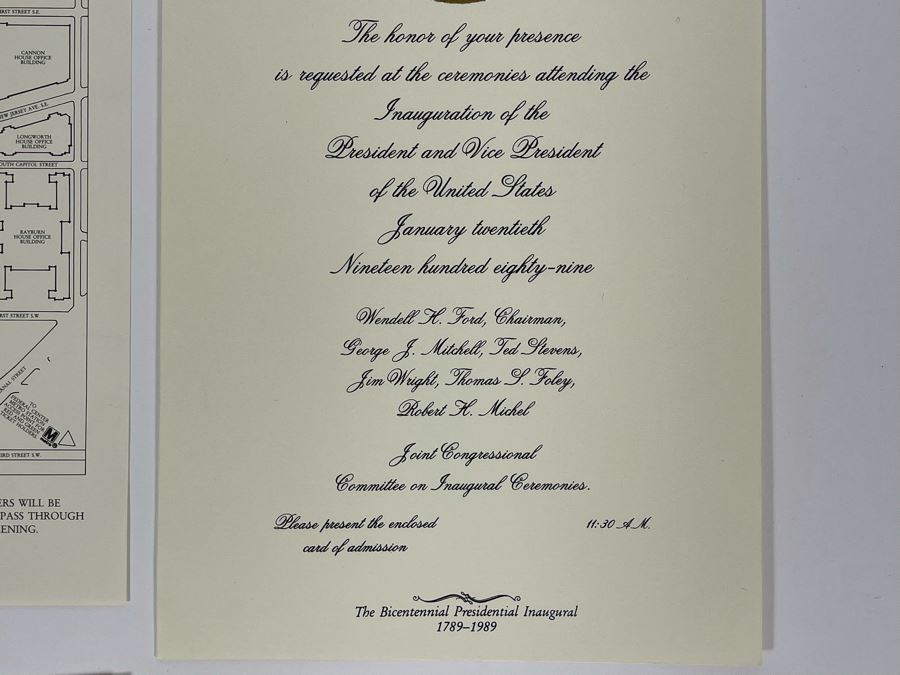 JUST ADDED - Personal Invitation For Attending The Inauguration Of The President Of The United States Jan 12, 1989 George Bush And Dan Quayle [Photo 4]