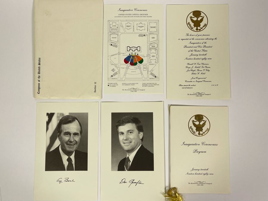 JUST ADDED - Personal Invitation For Attending The Inauguration Of The President Of The United States Jan 12, 1989 George Bush And Dan Quayle