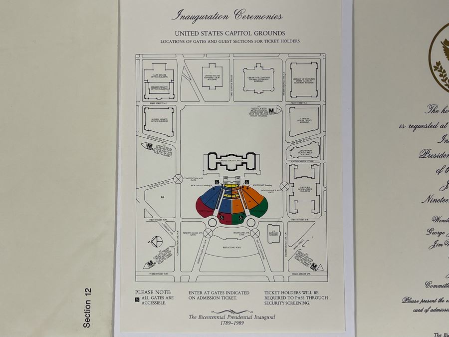 JUST ADDED - Personal Invitation For Attending The Inauguration Of The President Of The United States Jan 12, 1989 George Bush And Dan Quayle [Photo 9]