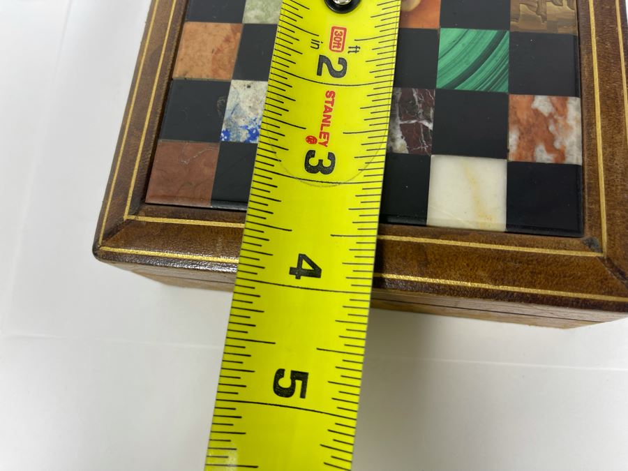 JUST ADDED - Vintage Italian Box With Inlaid Stones 5W X 4D X 1.75H [Photo 9]