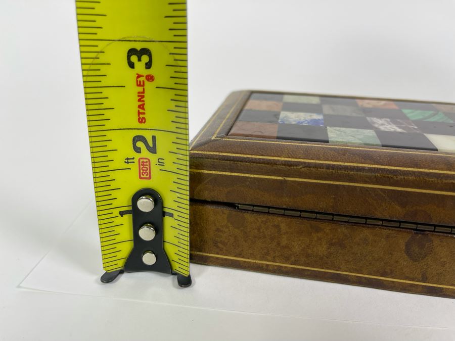 JUST ADDED - Vintage Italian Box With Inlaid Stones 5W X 4D X 1.75H [Photo 10]
