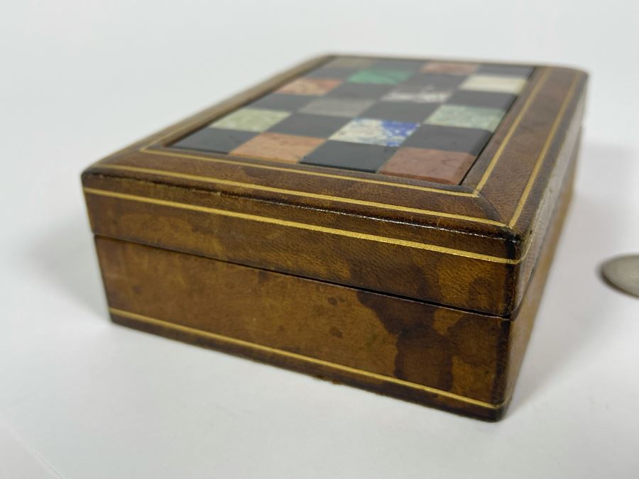 JUST ADDED - Vintage Italian Box With Inlaid Stones 5W X 4D X 1.75H [Photo 5]