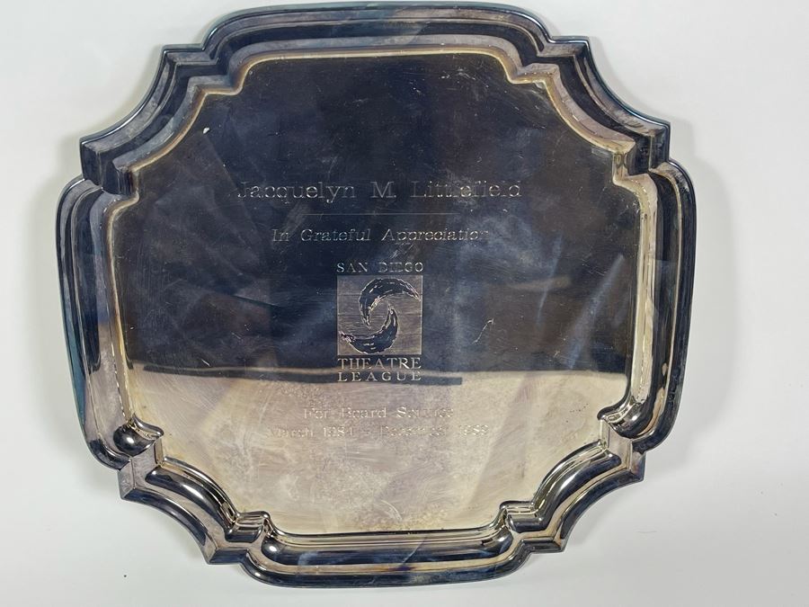 JUST ADDED - Silverplate Presentation Tray Etched To Jacquelyn M. Littlefield From The San Diego Theatre League 12W [Photo 2]